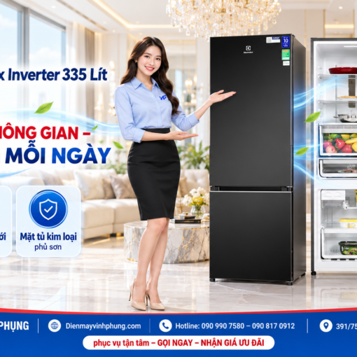 Tủ lạnh Electrolux Inverter 335 Lít EBB3702K-H