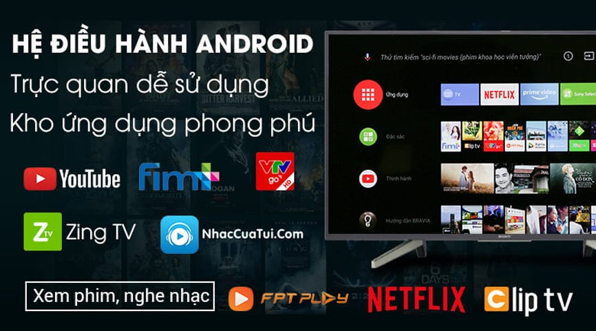 Tivi LED Sony 43W800G - Android TV Sony 43inch hệ điều hành