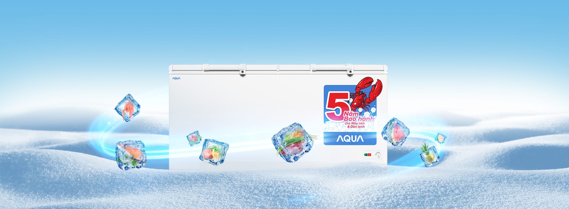 Tủ đông AQUA Inverter 295 lít AQF-C4202E - 2 Ngăn Đông + Mát tủ đông AQUA AQFC 4201E