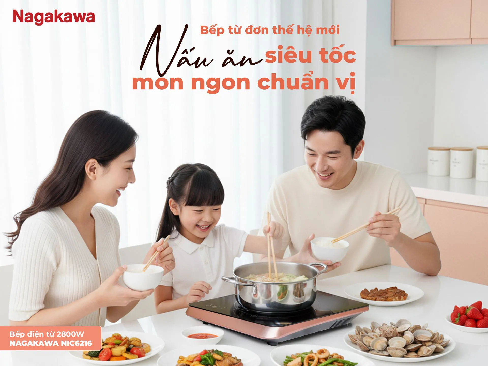Bếp điện từ 2800W Nagakawa NIC6216 4 Bep dien tu 2800W Nagakawa NIC6216 1