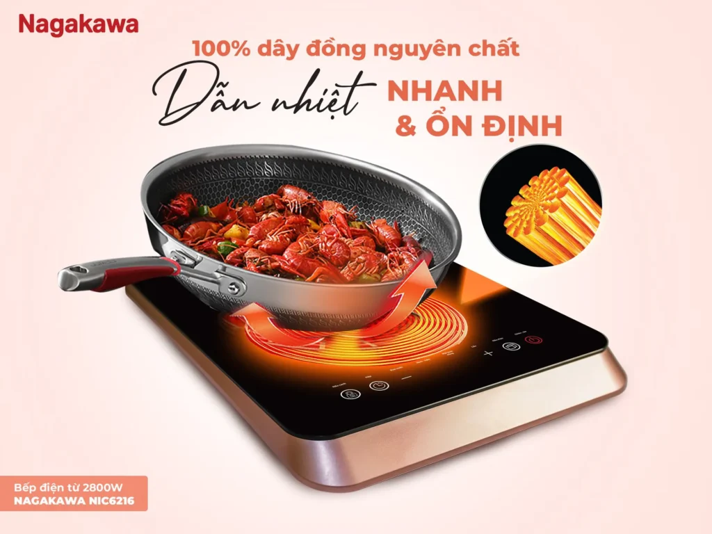 Bếp điện từ 2800W Nagakawa NIC6216 9 Bếp điện từ 2800W Nagakawa NIC6216