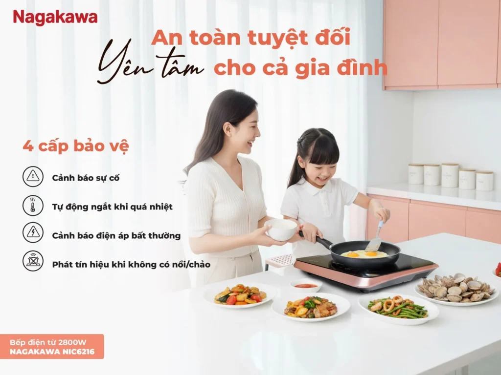 Bếp điện từ 2800W Nagakawa NIC6216 11 Bep dien tu 2800W Nagakawa NIC6216 5