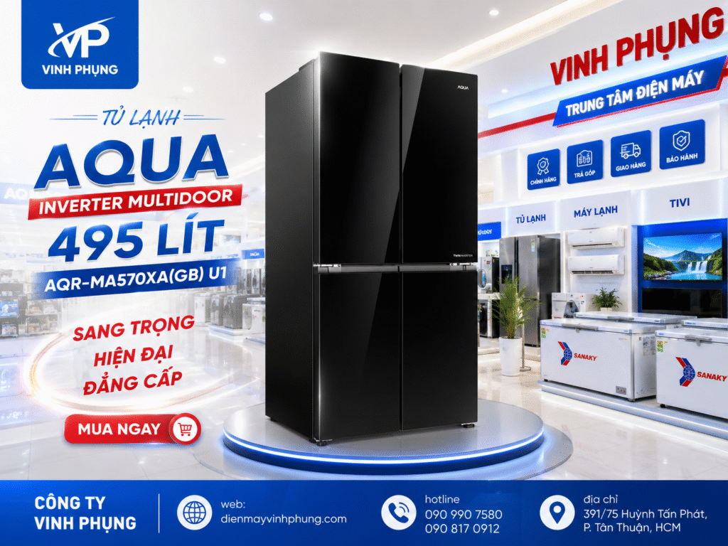 Tủ Lạnh Aqua Inverter Multidoor 495 Lít AQR-MA570XA(GB) U1