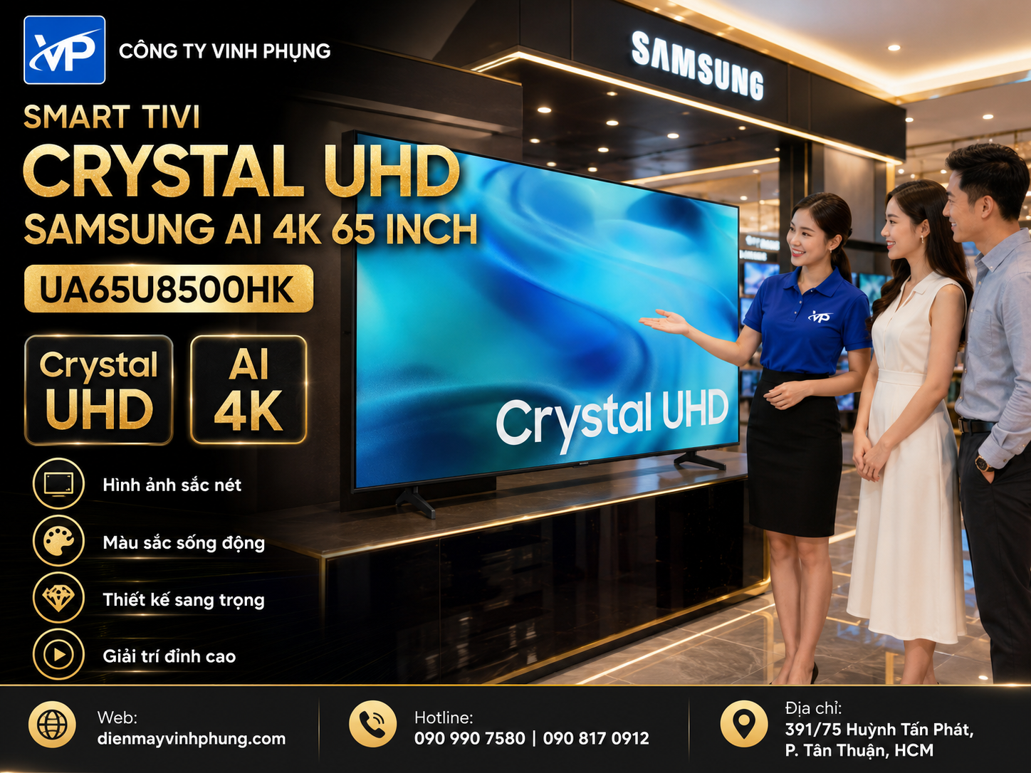 Smart Tivi Crystal UHD Samsung AI 4K 55 inch UA55U8500HKXX