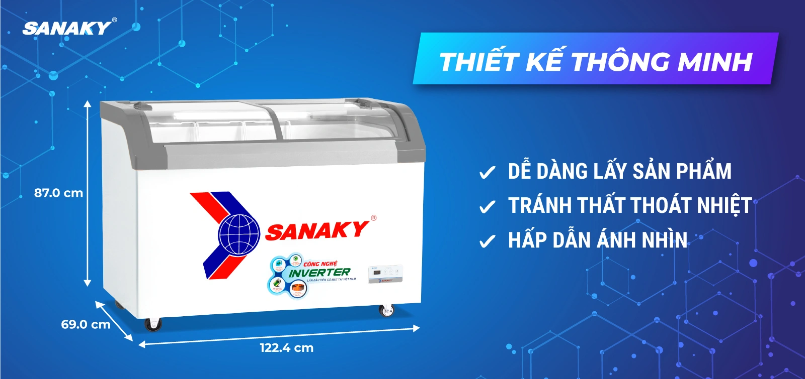 Tủ đông nắp kính Sanaky 350 lít VH-4899K3B