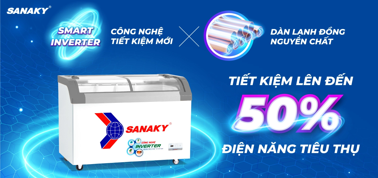 Tủ đông nắp kính Sanaky 350 lít VH-4899K3B