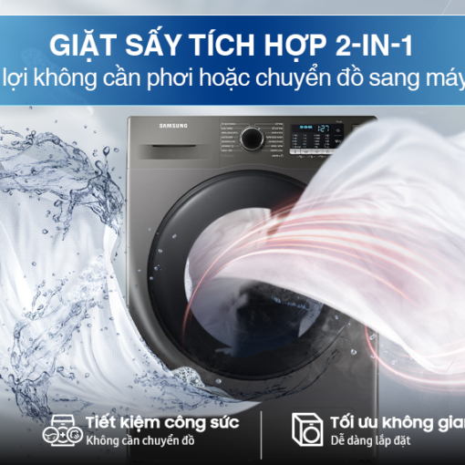 Máy giặt sấy Samsung Ecobubble Inverter giặt 10 kg - sấy 6 kg WD10HG4U04BBSV