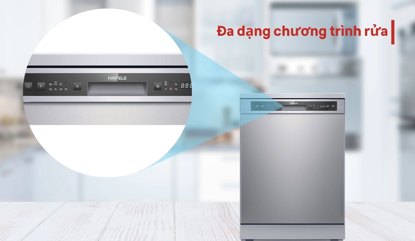 Máy rửa chén độc lập Hafele HDW-F60G (535.29.590) rửa sạch hiệu quả, vận hành êm, thiết kế gọn đẹp. Mua ngay hôm nay nhận ưu đãi hấp dẫn!
