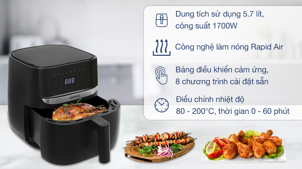 Nồi chiên không dầu Hafele 5.7 lít HS-AF502B (535.43.713) 