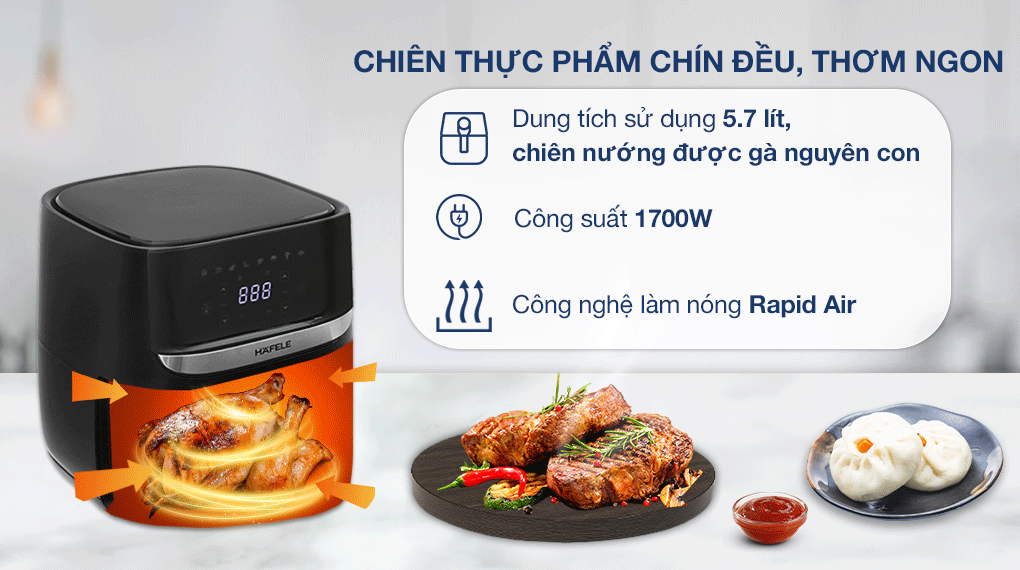 Nồi chiên không dầu Hafele 5.7 lít HS-AF502B (535.43.713) 
