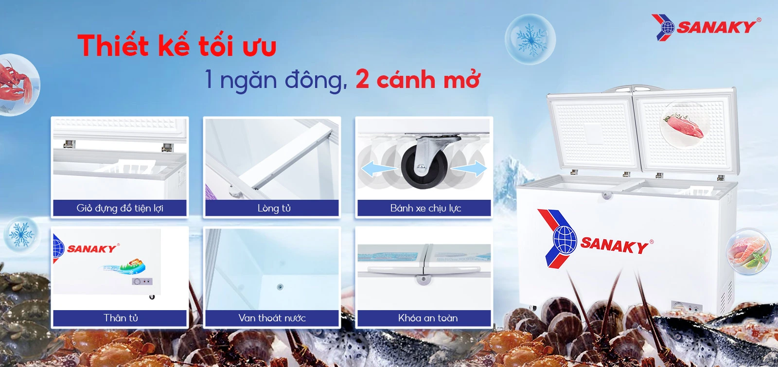 Tủ đông Sanaky 175 lít VH-225A2