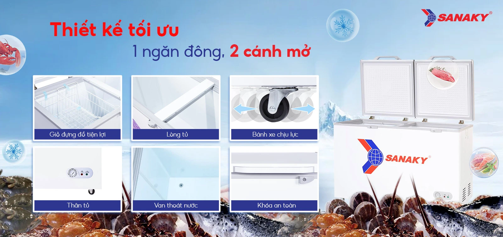 Tủ đông Sanaky 410 lít VH-568HY2