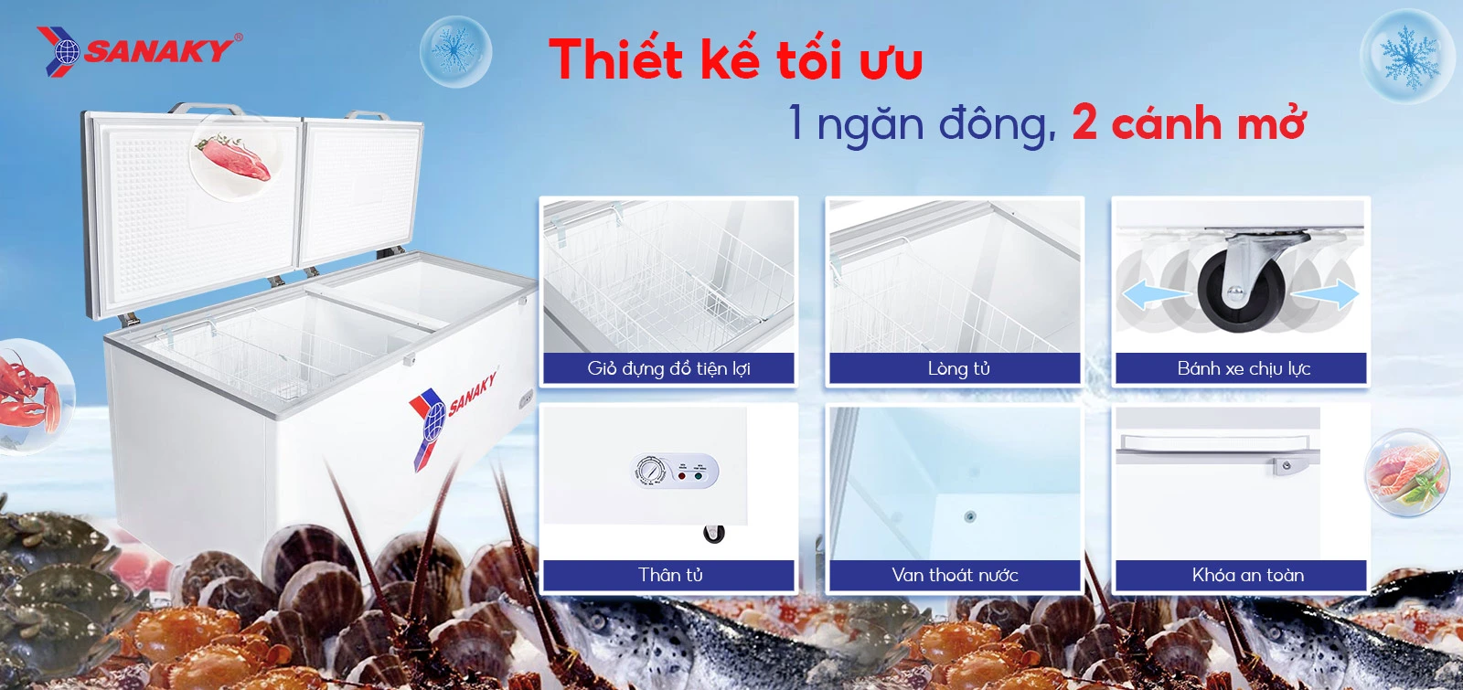 Tủ đông Sanaky 761 lít VH-868HY2 Tủ đông Sanaky 761 lít VH-868HY2