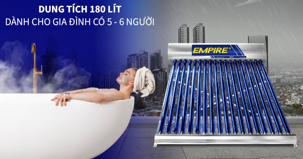 Máy nước nóng năng lượng mặt trời Empire 180 lít - Plus E-304PG18
