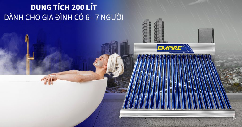 Máy nước nóng năng lượng mặt trời Empire 200 lít - Plus E-304PG20