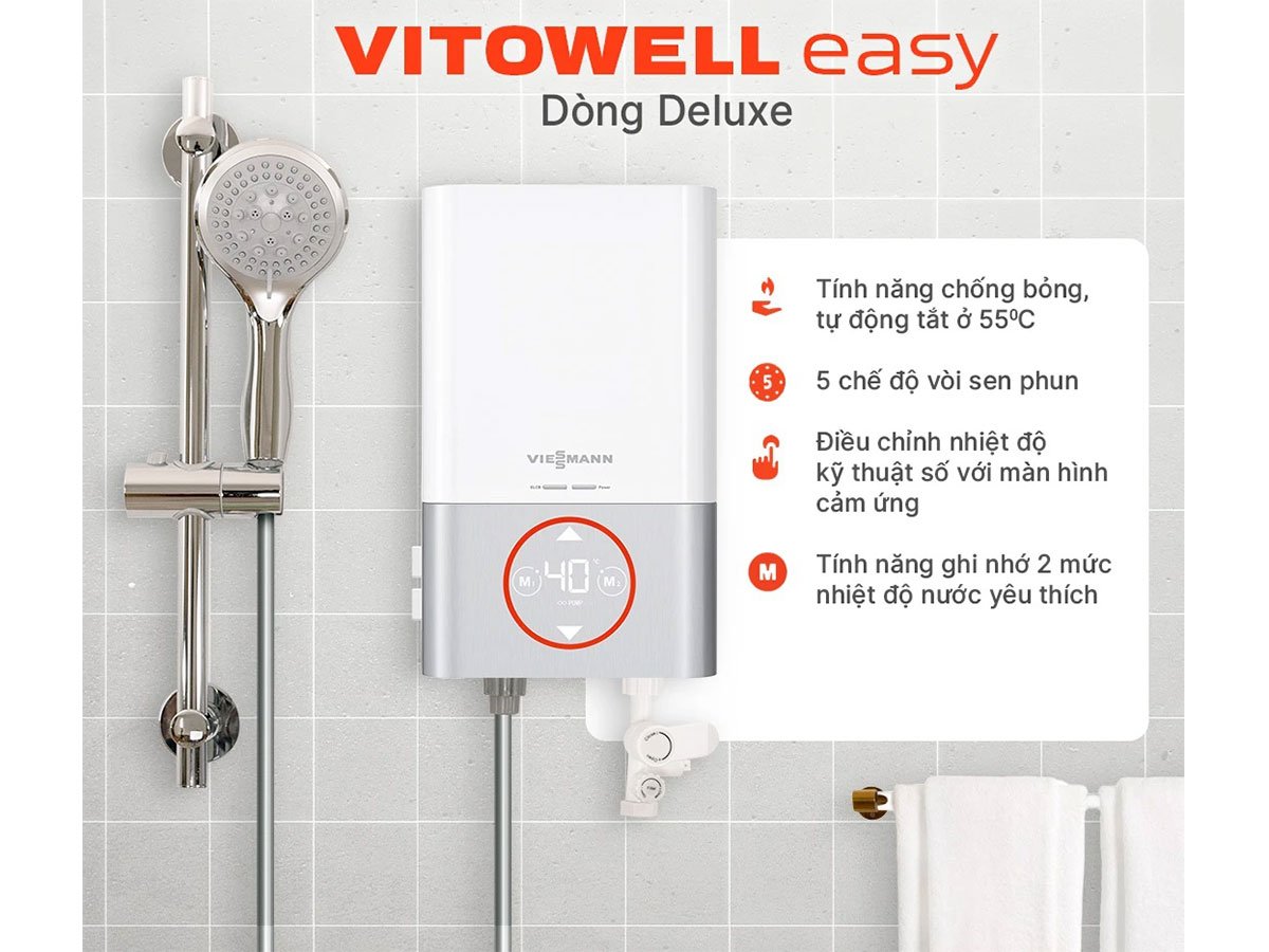 Máy tắm nóng trực tiếp Viessmann Vitowell Easy Deluxe D1 45P-V Máy tắm nóng trực tiếp Viessmann Vitowell Easy Deluxe D1 45P-V