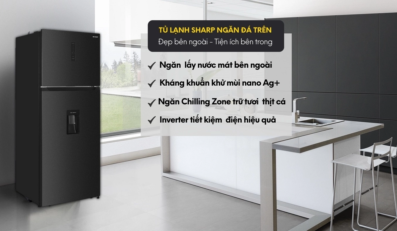 Tủ lạnh Sharp Inverter 417 lít SJ-W417WD-DG