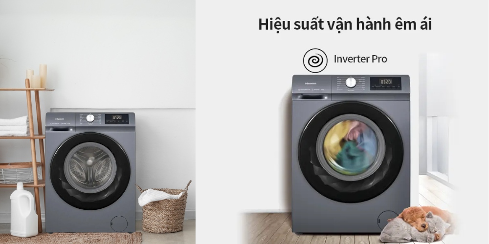 Máy giặt sấy Inverter Hisense WD90N1Y giặt 9kg - sấy 6kg cửa trước