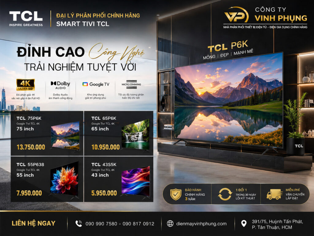Google Tivi TCL QD-Mini LED 4K 75 Inch 75C6K