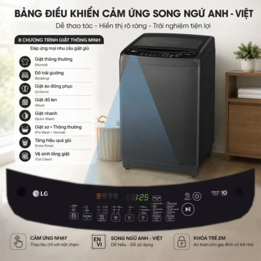 Máy giặt cửa trên LG Inverter 10 Kg -T2310VBTN