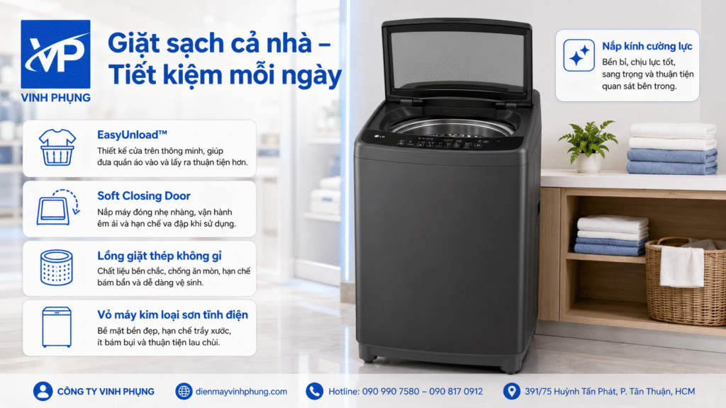 Máy giặt cửa trên LG Inverter 10 Kg -T2310VBTN