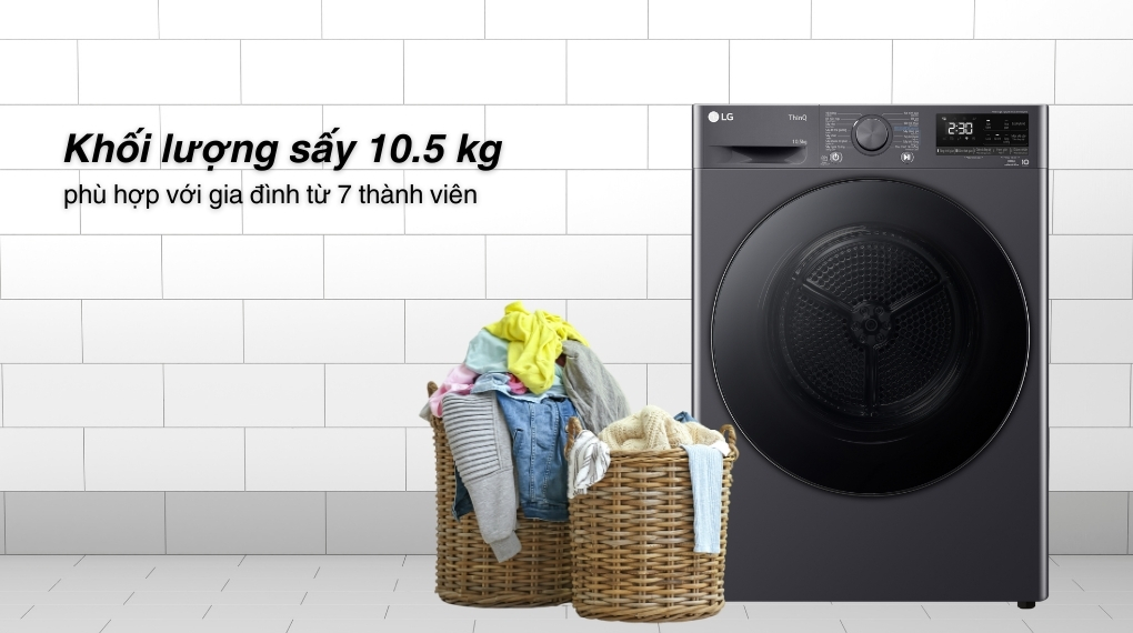 Máy sấy bơm nhiệt Heatpump Inverter LG 10.5Kg DVHP50M