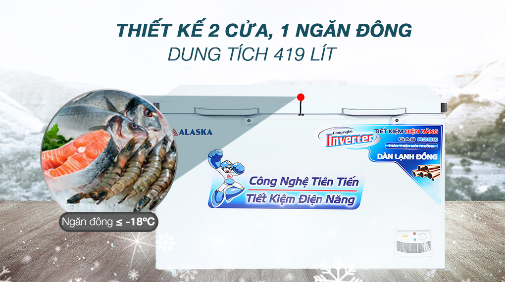 Tủ đông Alaska 419 lít HB-550CI Tủ đông Alaska 419 lít HB-550CI