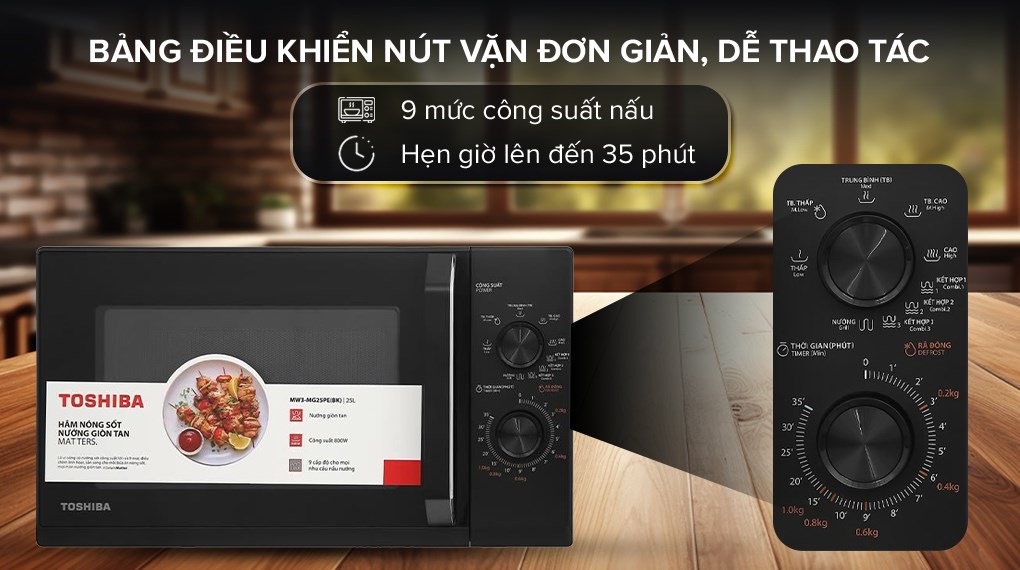 Lò vi sóng Toshiba 25 lít MW3-MG25PE(BK)