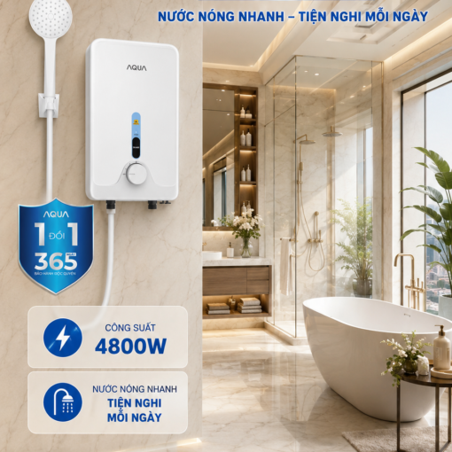 Máy nước nóng trực tiếp AQUA 4800W AEI48-N1W(VN) 5 Máy nước nóng trực tiếp AQUA 4800W AEI48-N1W(VN)