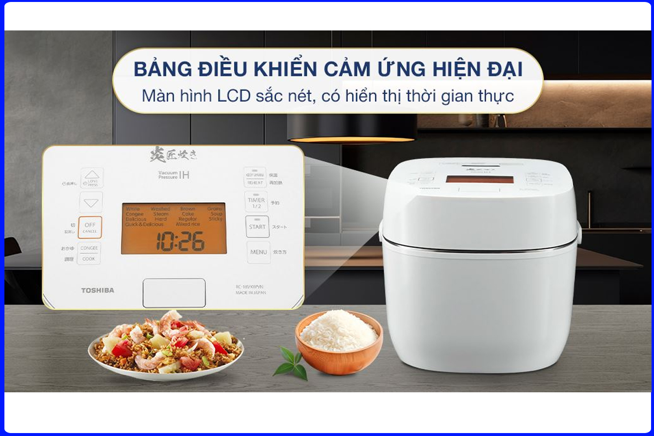 Nồi cơm điện Toshiba 1.8 lít RC-18VXWVN(W)