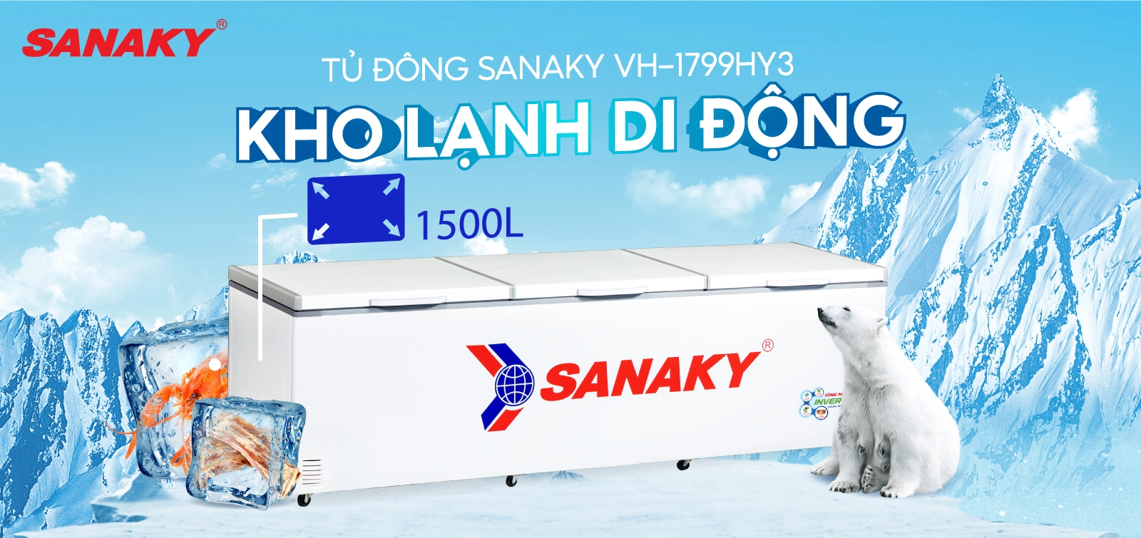 Tủ Đông Sanaky 1500 lít VH-1799HY3