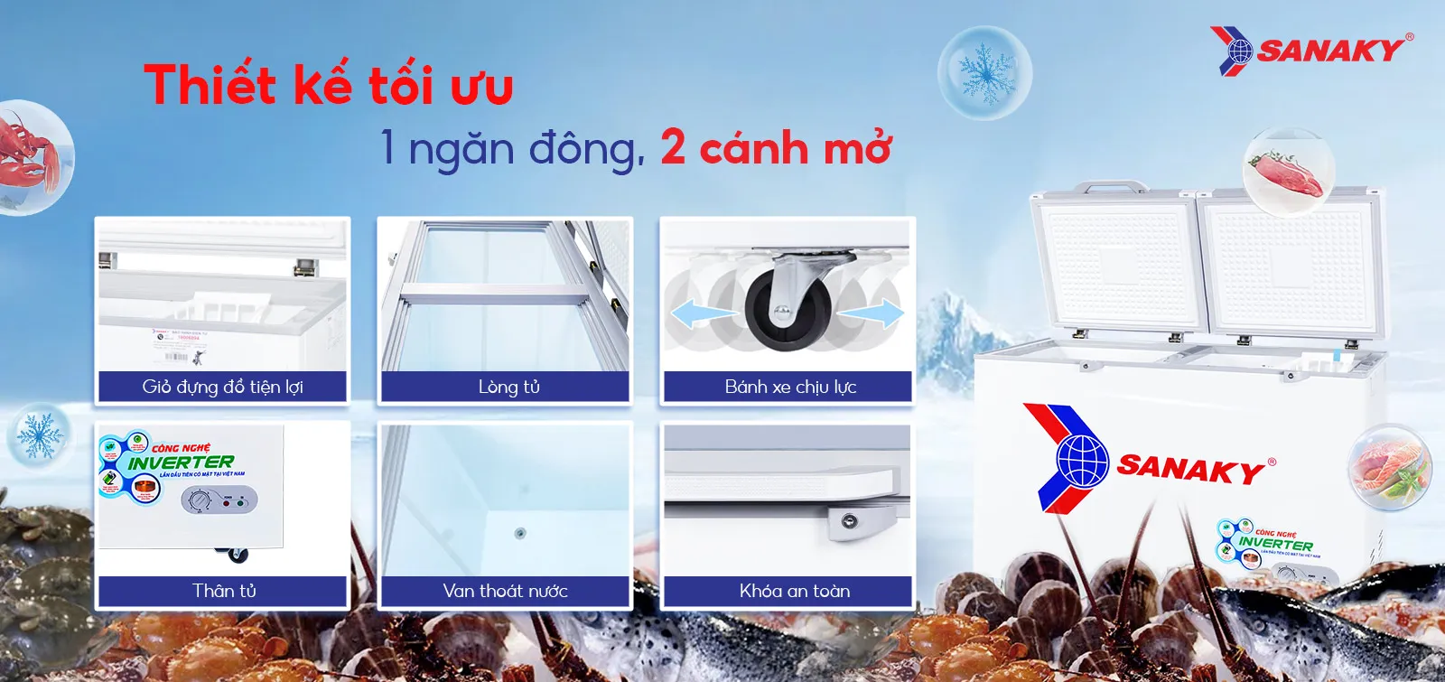 Tủ Đông Sanaky 270 lít VH-3699A4K