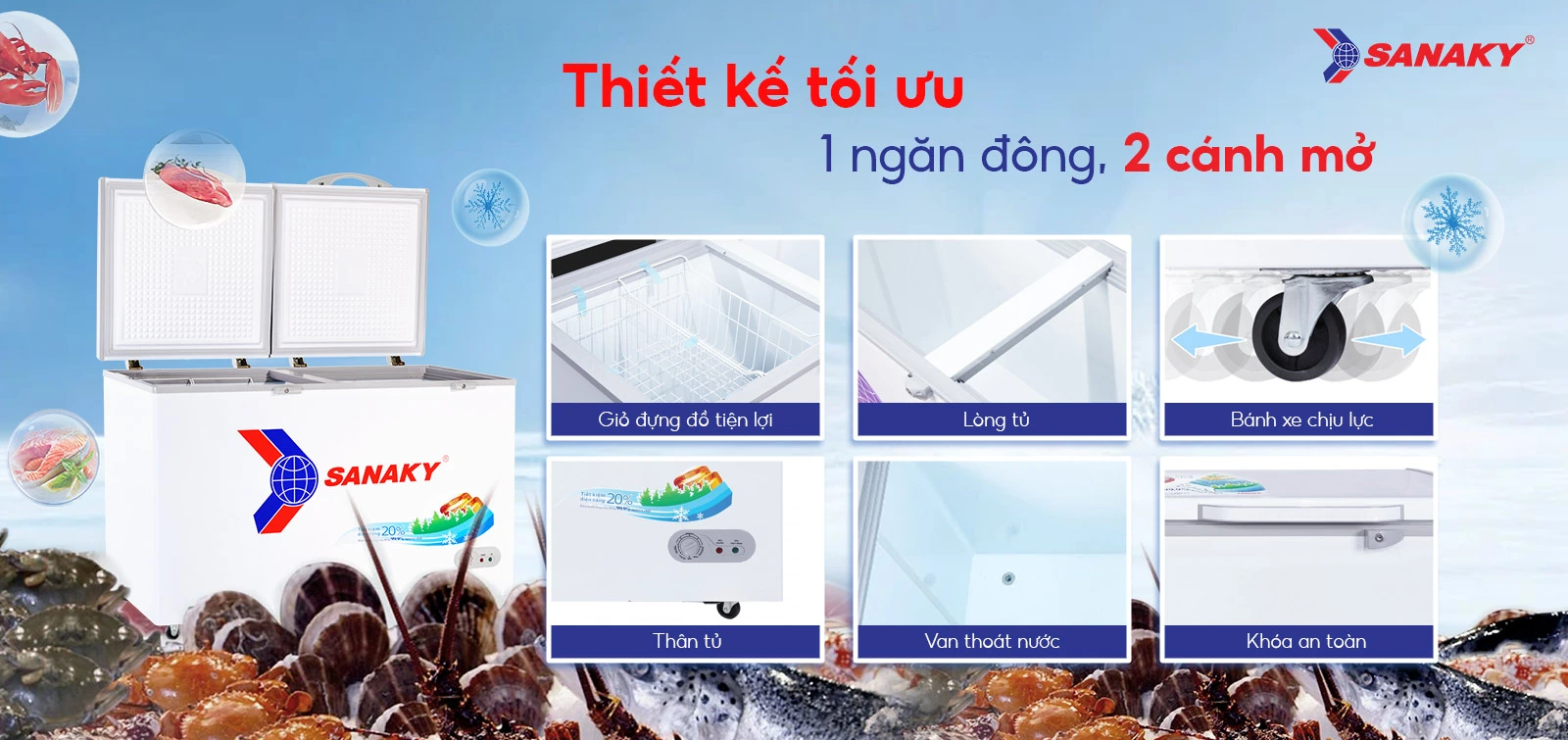 Tủ đông Sanaky 410 lít VH-5699HY