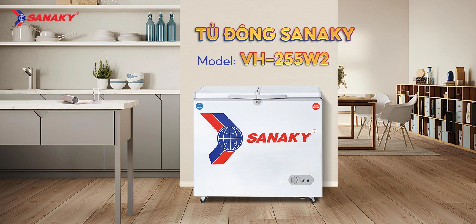 Tủ đông mát Sanaky 195 lít VH-255W2