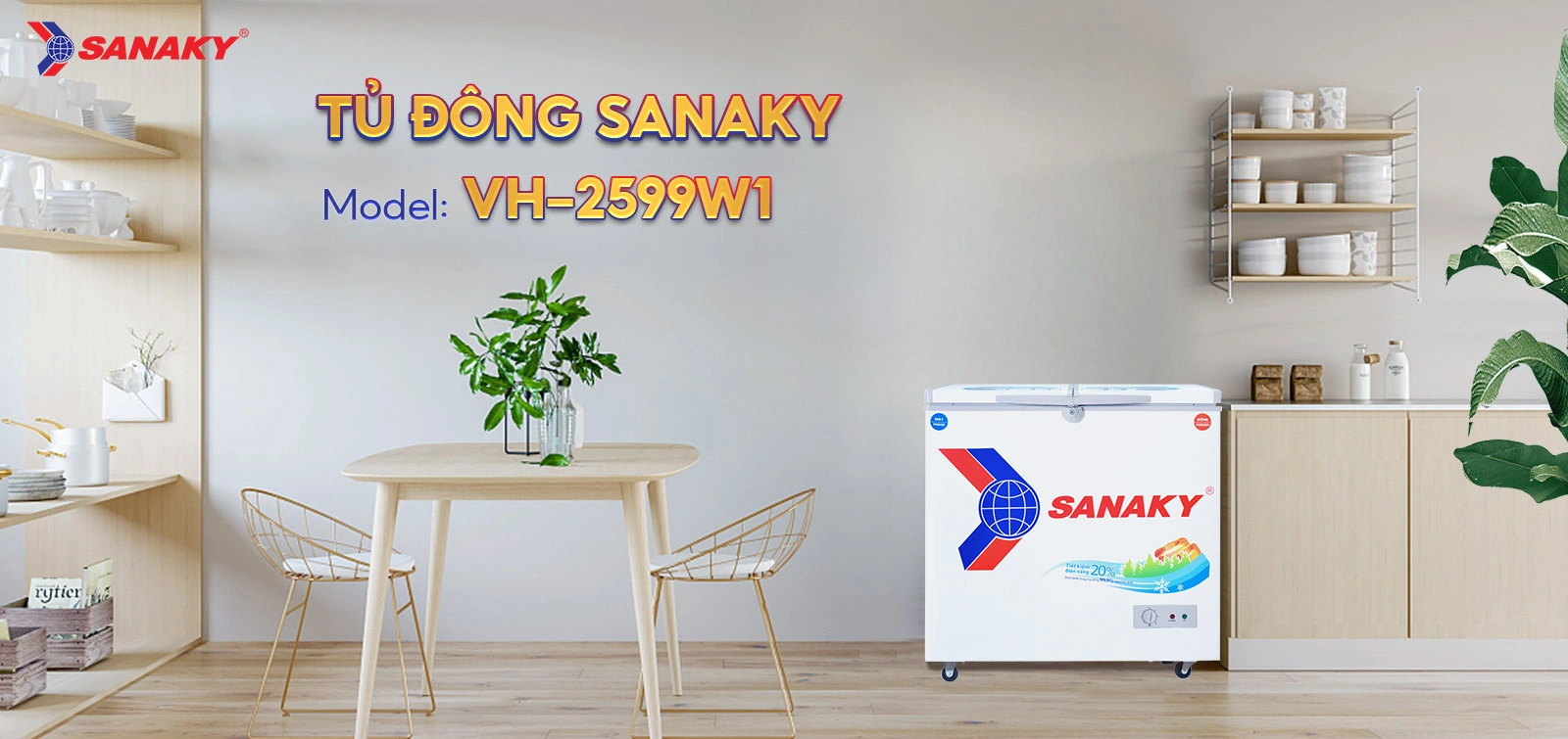 Tủ đông mát Sanaky 195 lít VH-2599W1