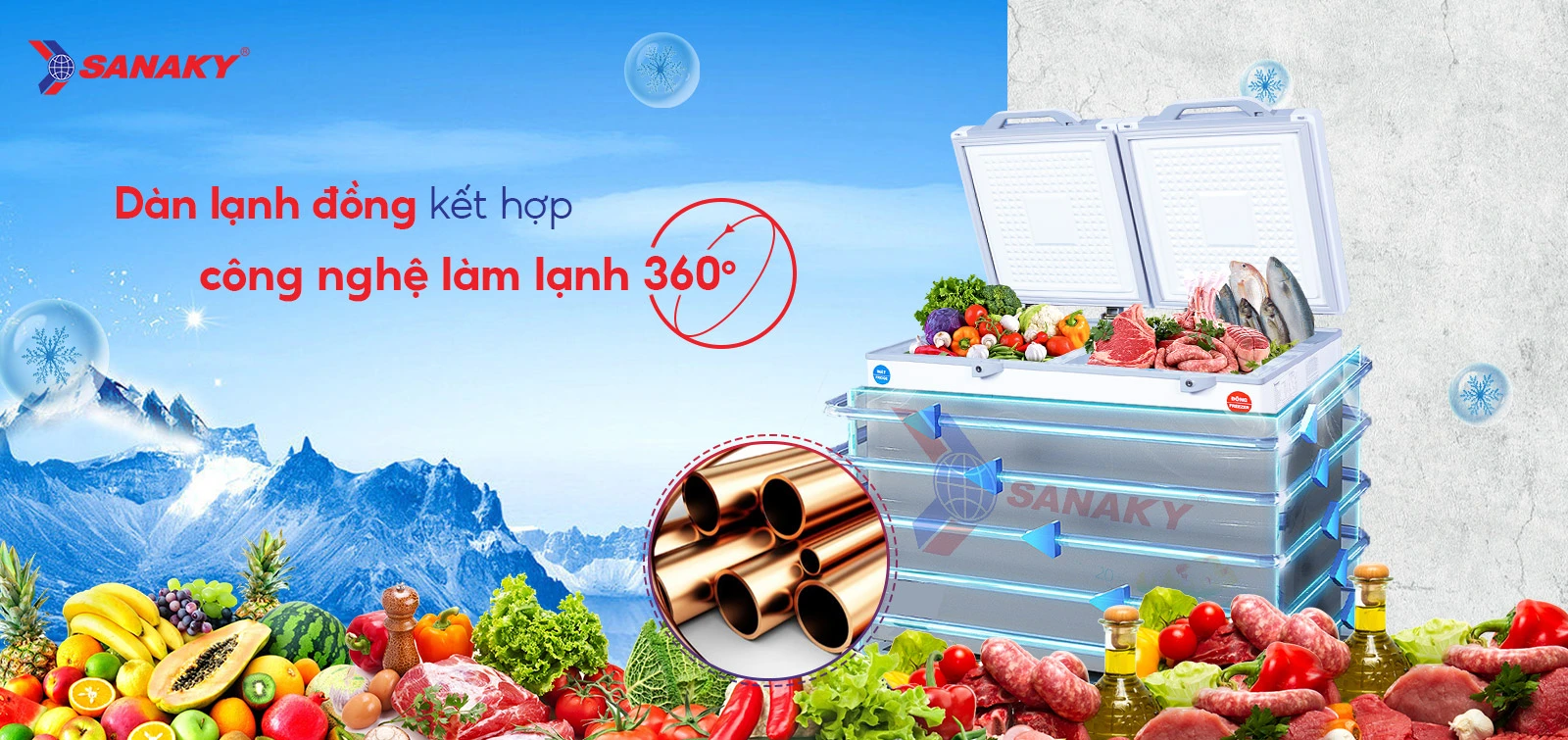 Tủ đông mát Sanaky 195 lít VH-2599W2KD Tủ đông mát Sanaky 195 lít VH-2599W2KD