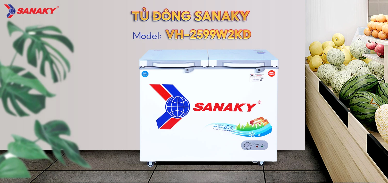 Tủ đông mát Sanaky 195 lít VH-2599W2KD Tủ đông mát Sanaky 195 lít VH-2599W2KD