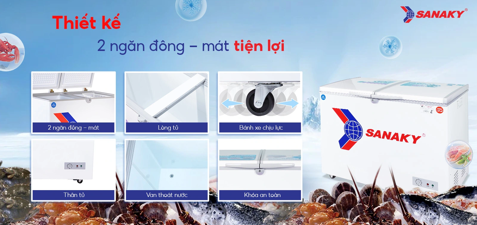 Tủ đông mát Sanaky 220 lít VH-285W2 Tủ đông mát Sanaky 220 lít VH-285W2