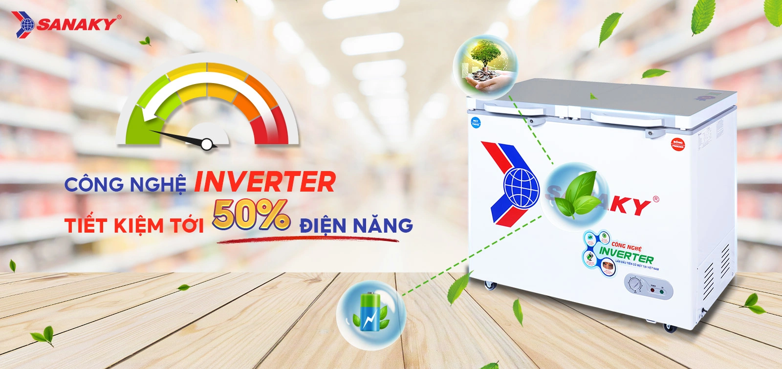 Tủ đông mát Sanaky 220 lít VH-2899W4K