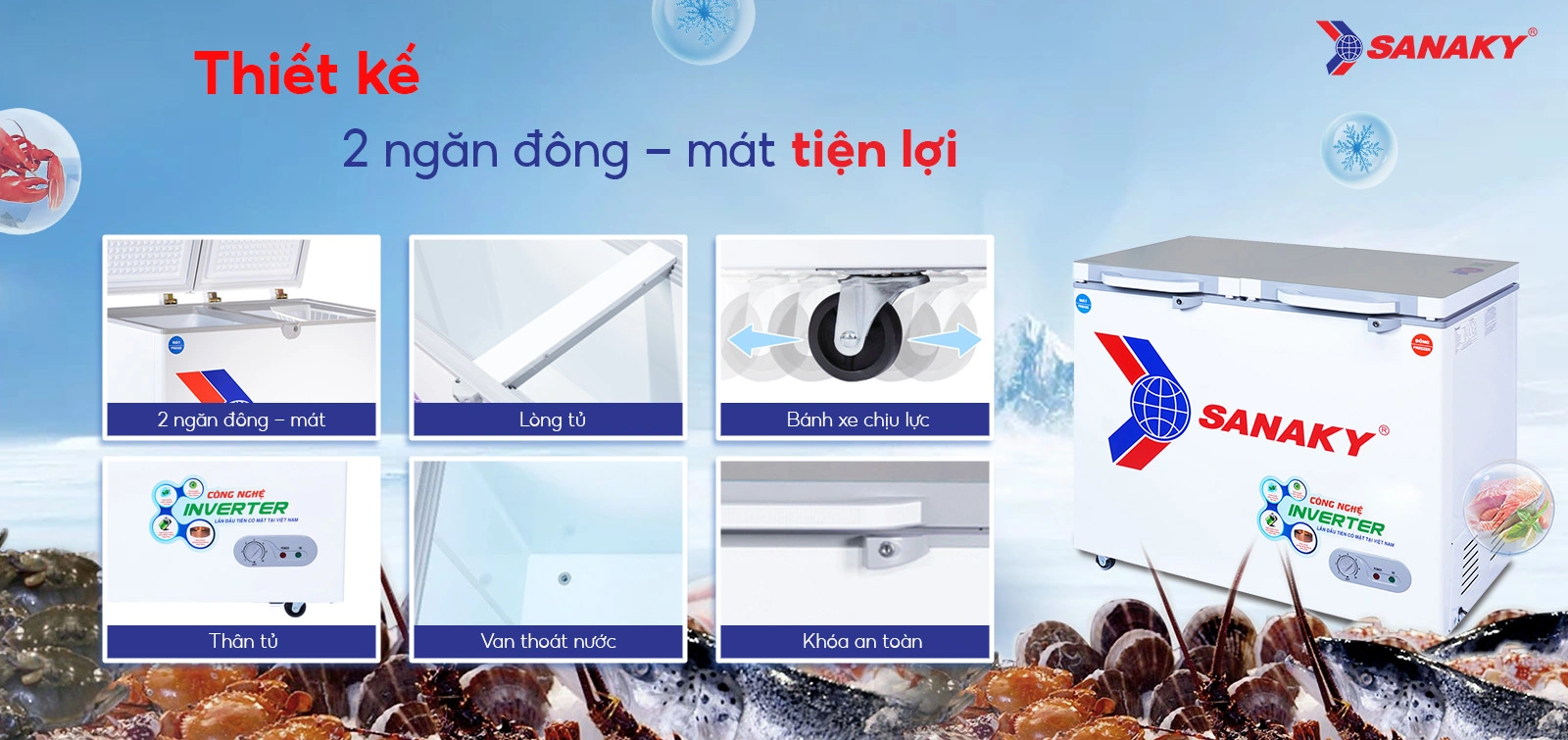 Tủ đông mát Sanaky 220 lít VH-2899W4K