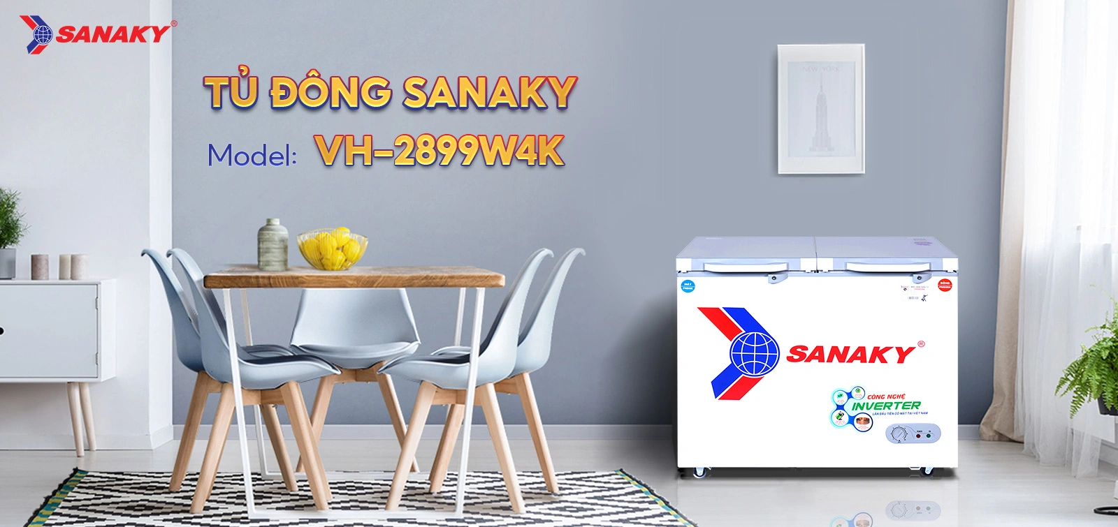 Tủ đông mát Sanaky 220 lít VH-2899W4K