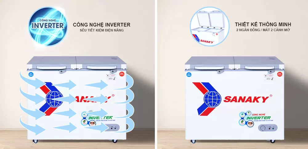 Tủ đông mát Sanaky 250 lít VH-2599W4K