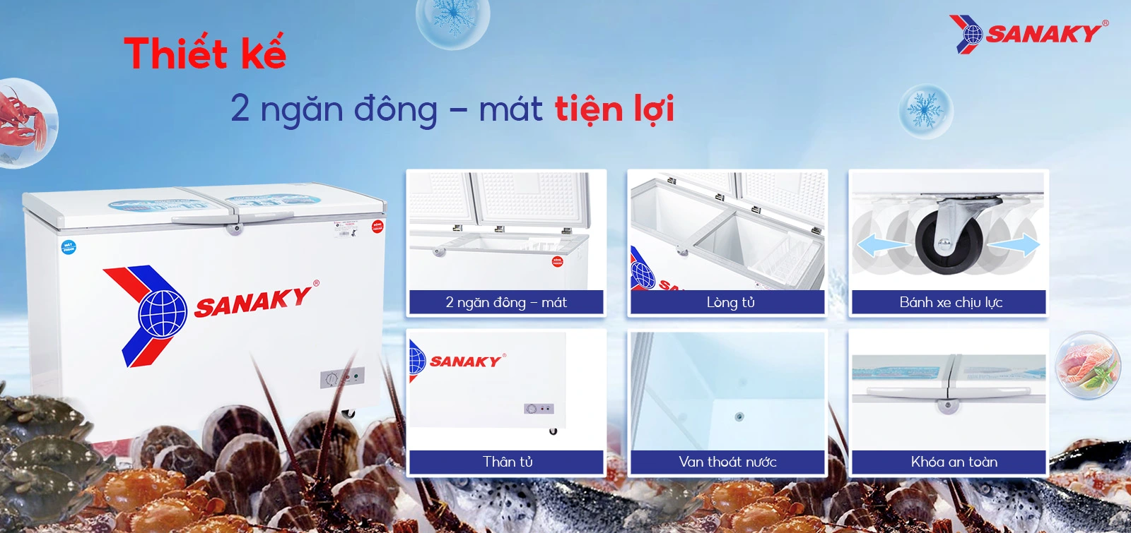 Tủ đông mát Sanaky 260 lít VH-365W2