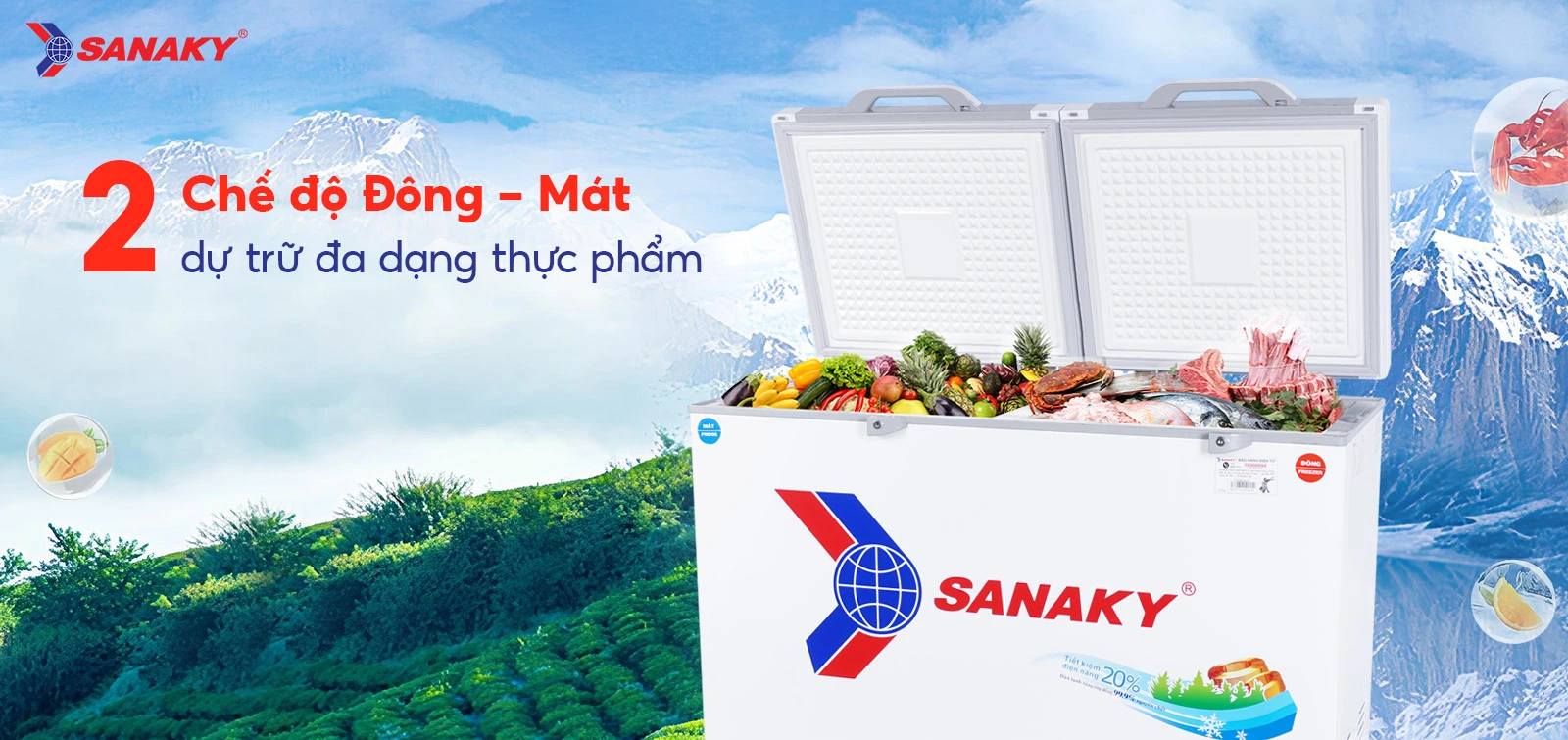 Tủ đông mát Sanaky 260 lít VH-3699W2KD