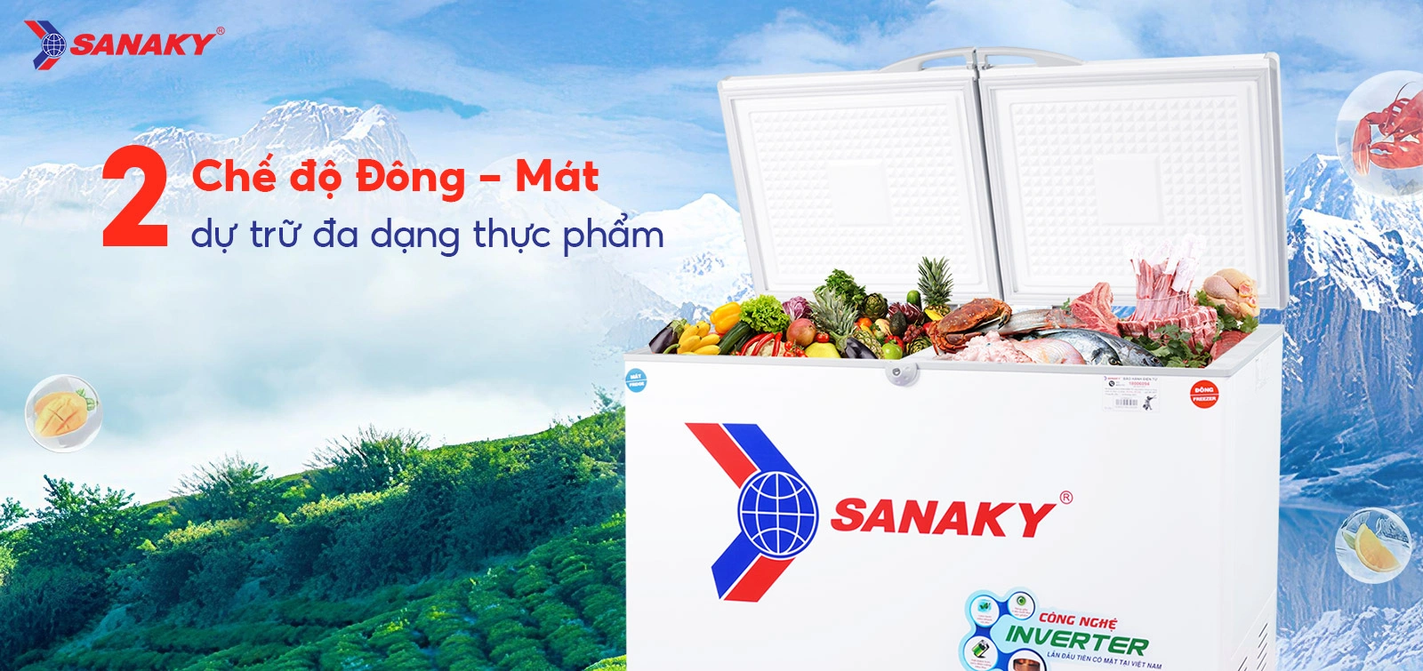 Tủ đông mát Sanaky 260 lít VH-3699W3 Tủ đông mát Sanaky 260 lít VH-3699W3