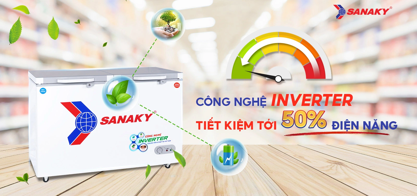 Tủ đông mát Sanaky 260 lít VH-3699W4K