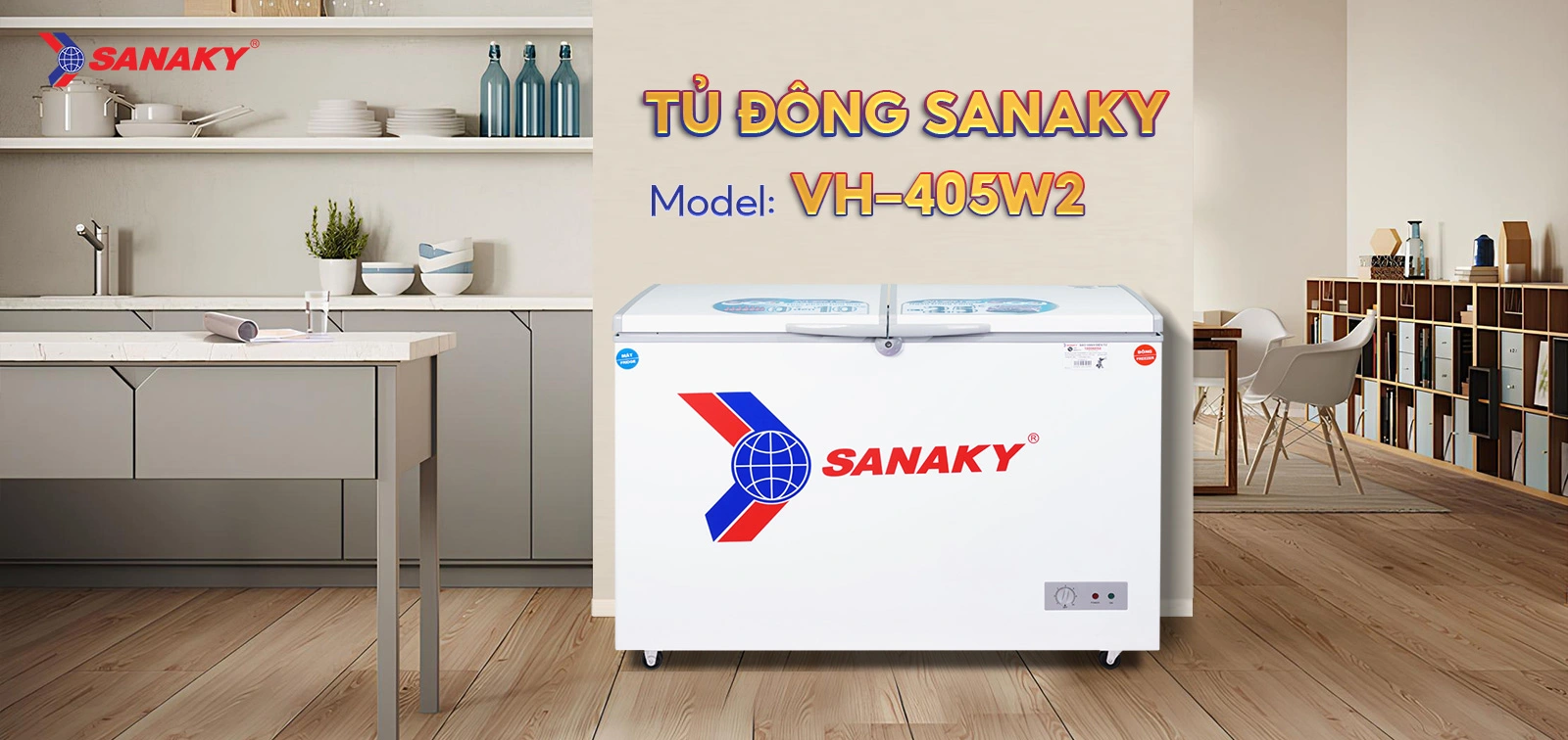 Tủ đông mát Sanaky 280 lít VH-405W2 Tủ đông mát Sanaky 280 lít VH-405W2