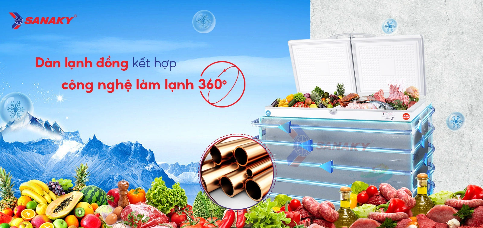 Tủ đông mát Sanaky 280 lít VH-4099W1