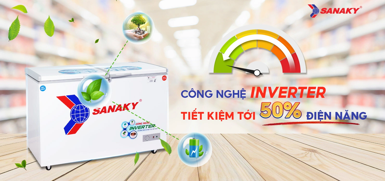 Tủ đông mát Sanaky 280 lít VH-4099W3