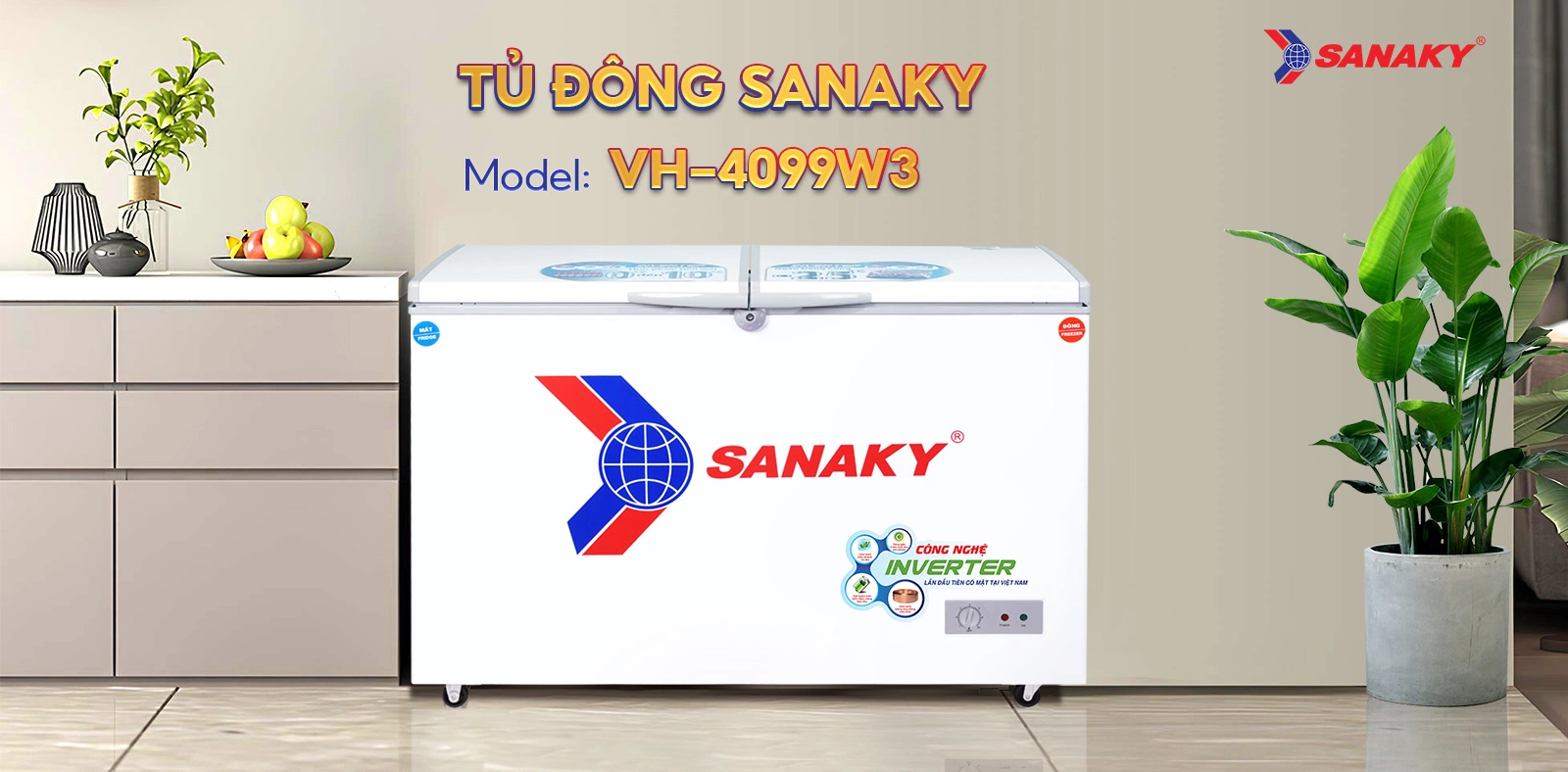 Tủ đông mát Sanaky 280 lít VH-4099W3